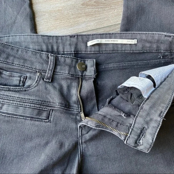 Zara  Black Rock Denim Biker Moto Skinny Jeans - Picture 9 of 16